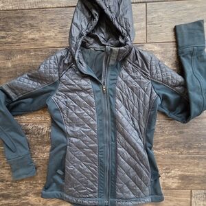 Athleta Quilted Gray and Blue Hoodie